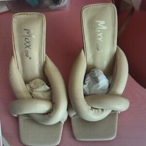 Beige Knotted Slide Mules